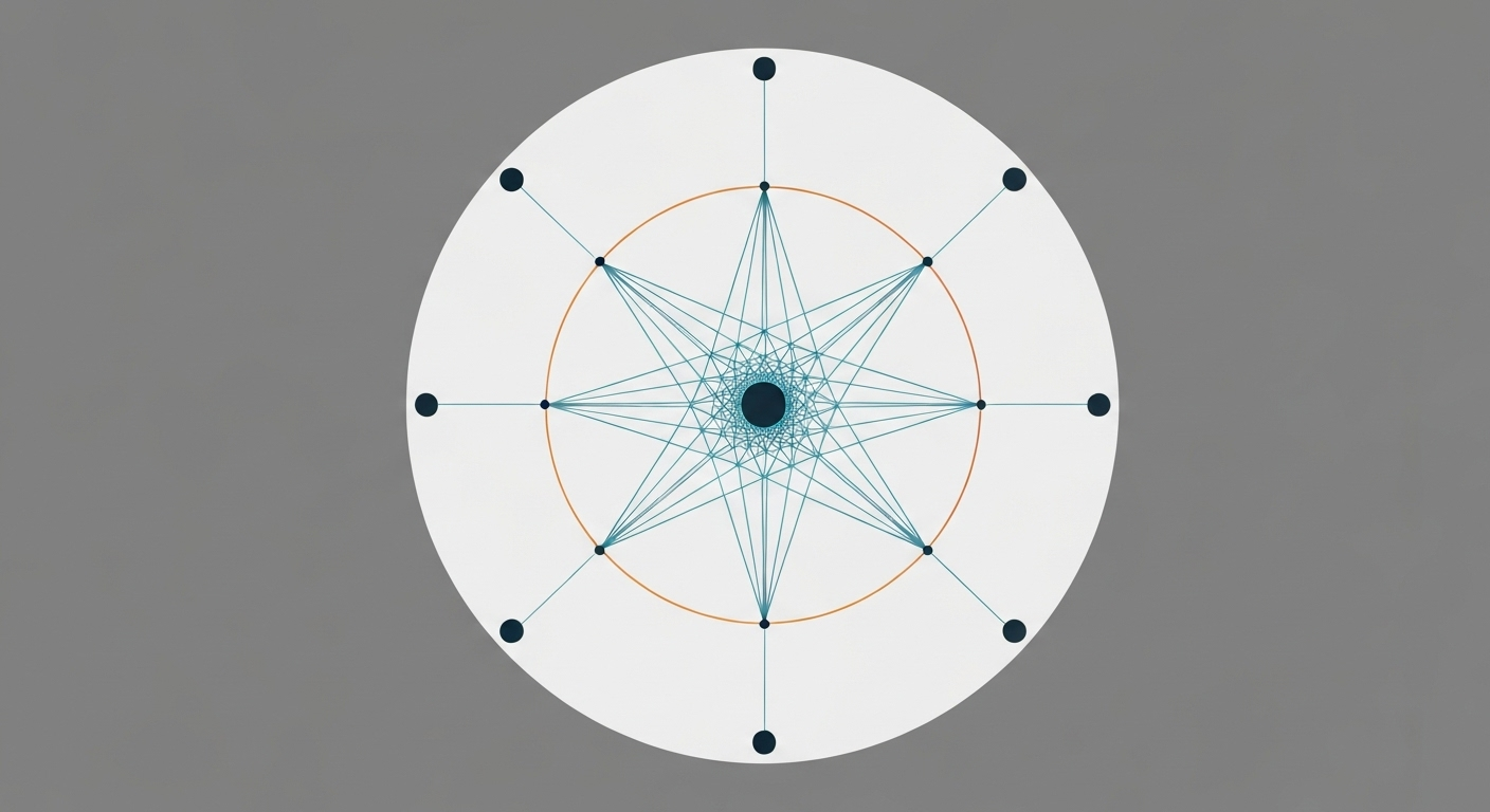 Enneagram diagram showing nine interconnected personality types represented as points within a circle.