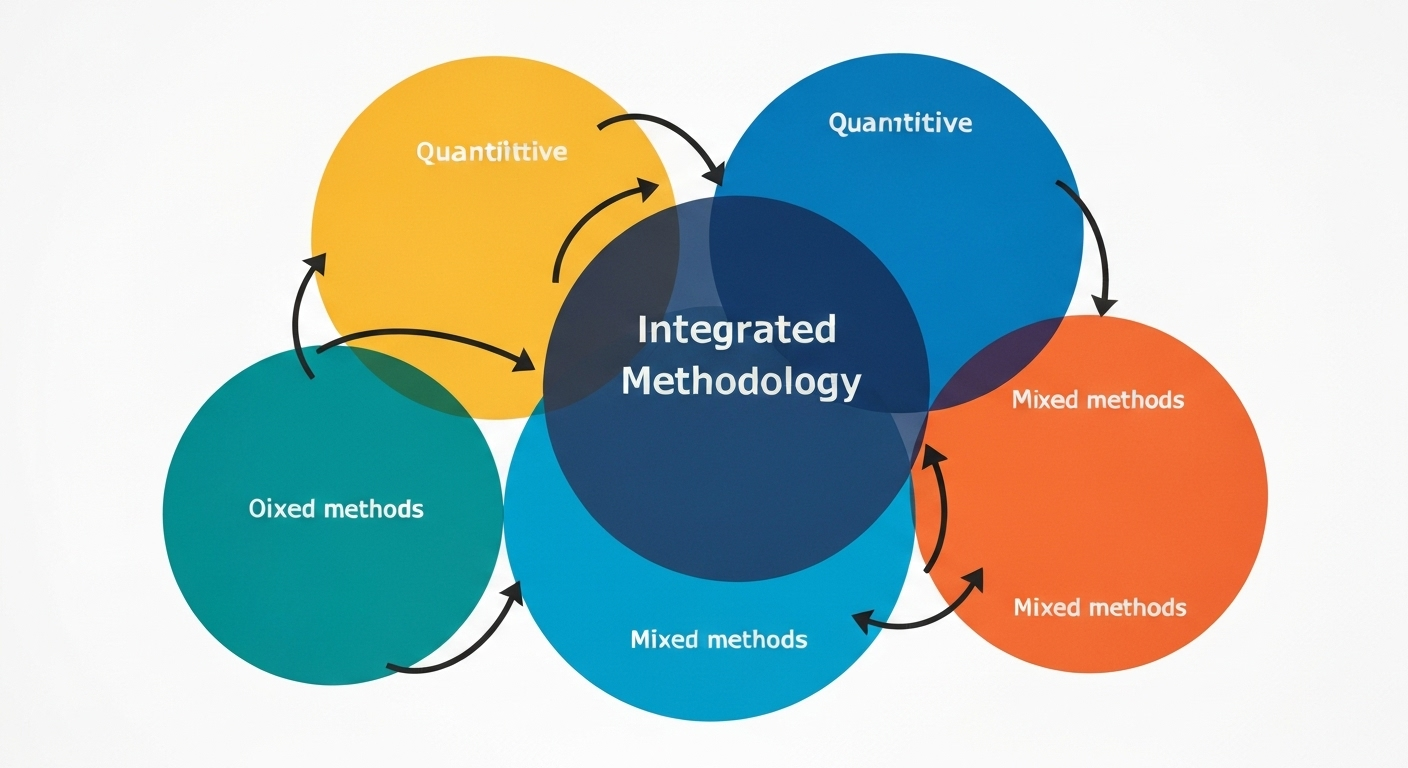 Infographic showing interconnected circles representing methodologies merging into an integrated approach.