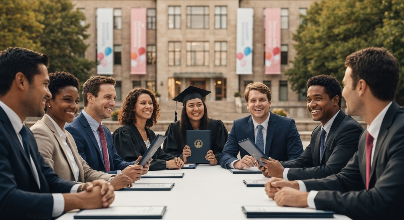 Graduates celebrating completion of an Enneagram online university certification course.