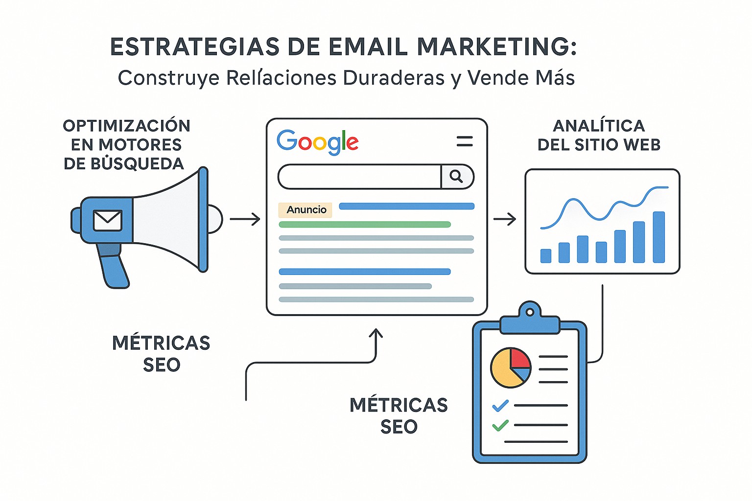Ilustración sobre estrategias email marketing