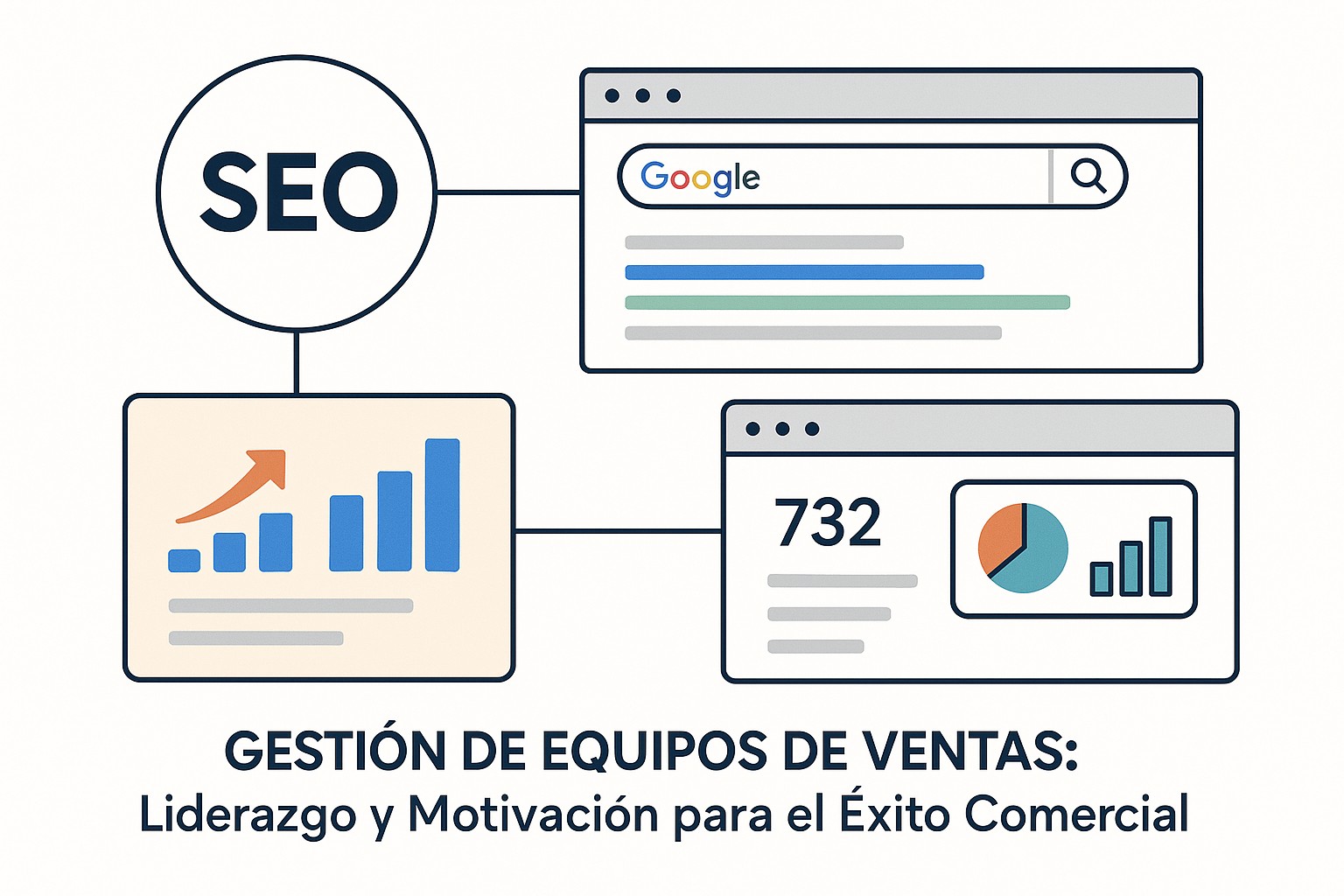 Ilustración sobre gestion equipos de ventas liderazgo