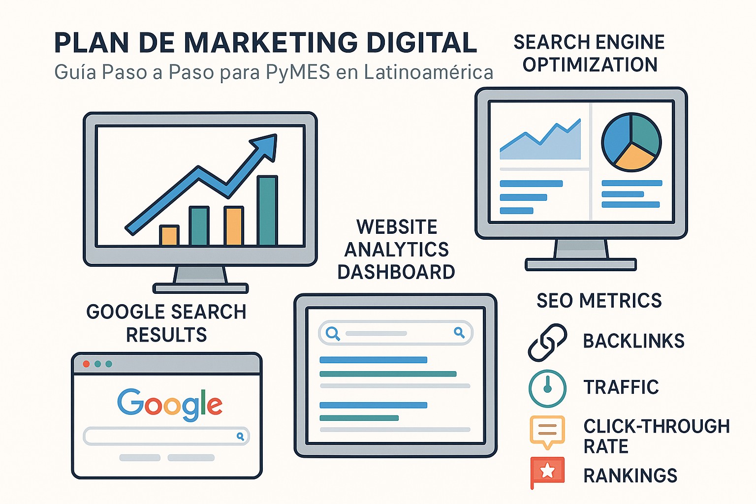 Diagrama sobre plan marketing digital pymes latam