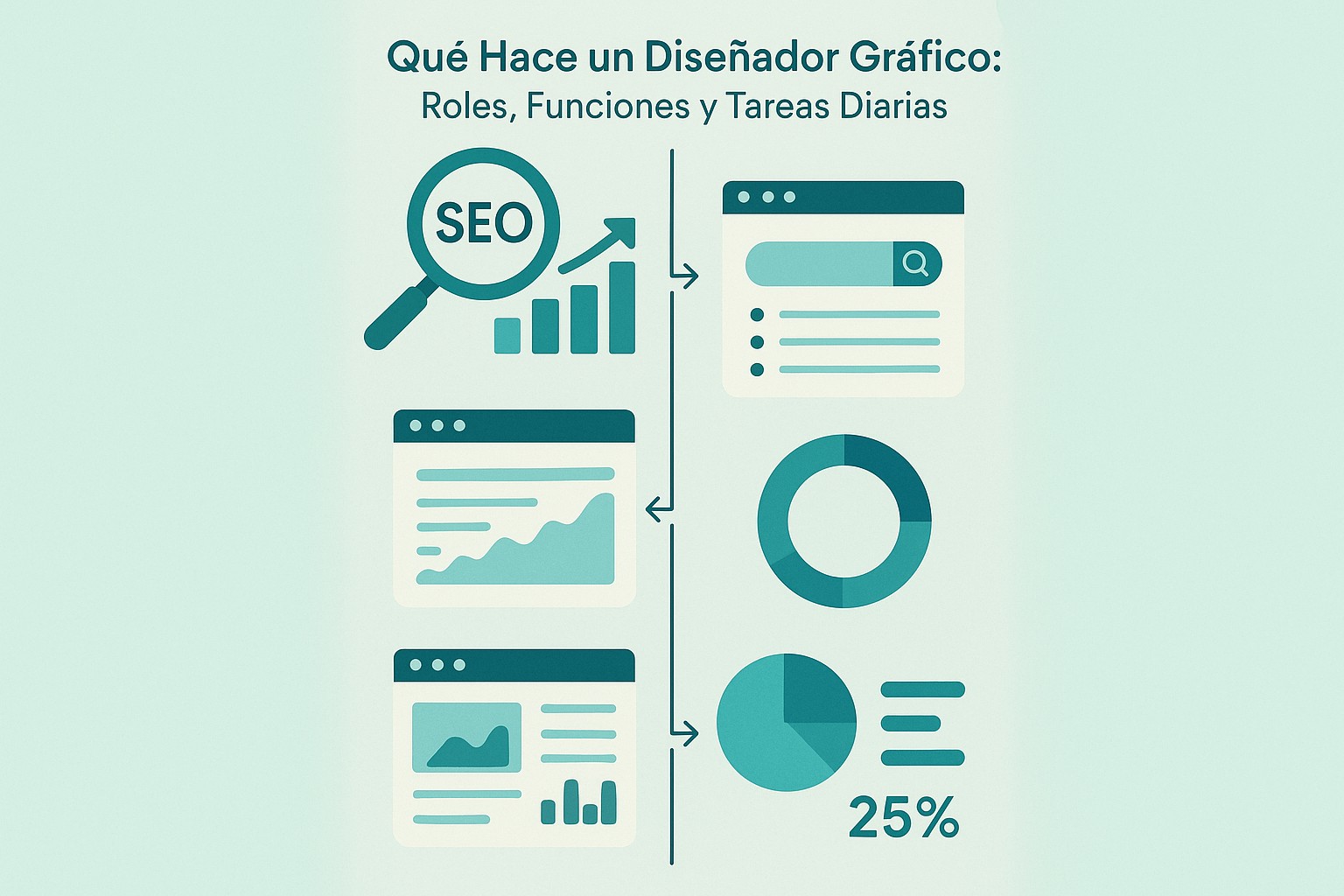 Infografía: conceptos clave de Qué Hace un Diseñador Gráfico: Roles, Funciones y Tareas Diarias
