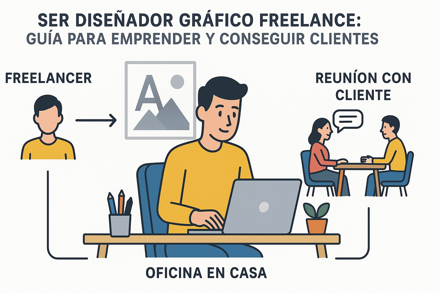 Diseñador gráfico freelance colaborando con un cliente a través de una videollamada.