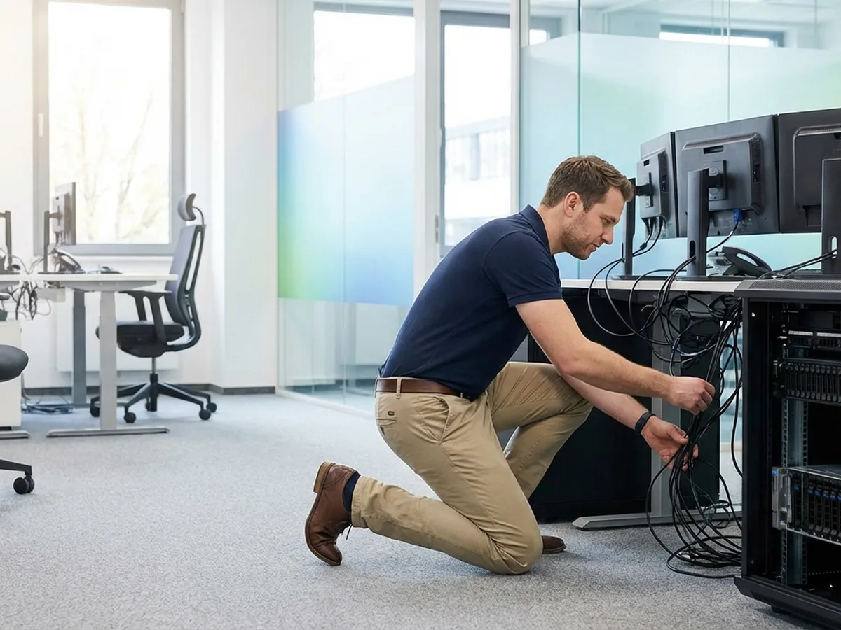T&eacute;cnico de sistemas trabajando
